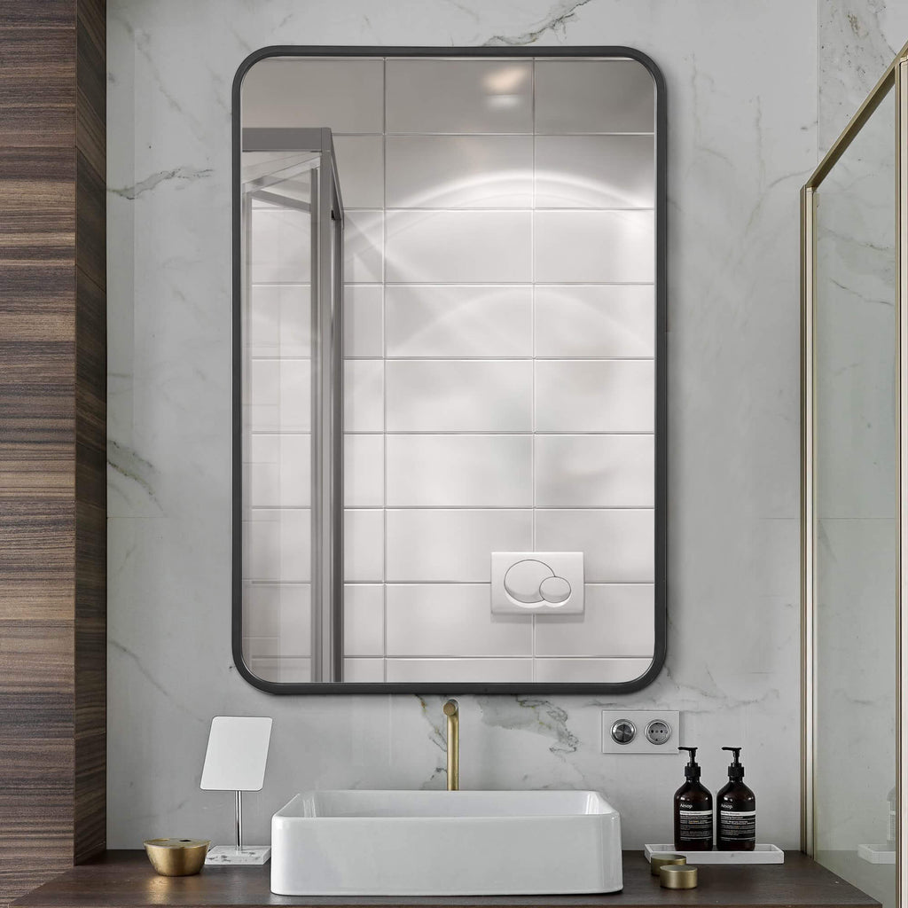Rounded Corner Mirror with Metal Frame