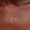 Solid Gold Micro Flower Pendant-VS Diamonds