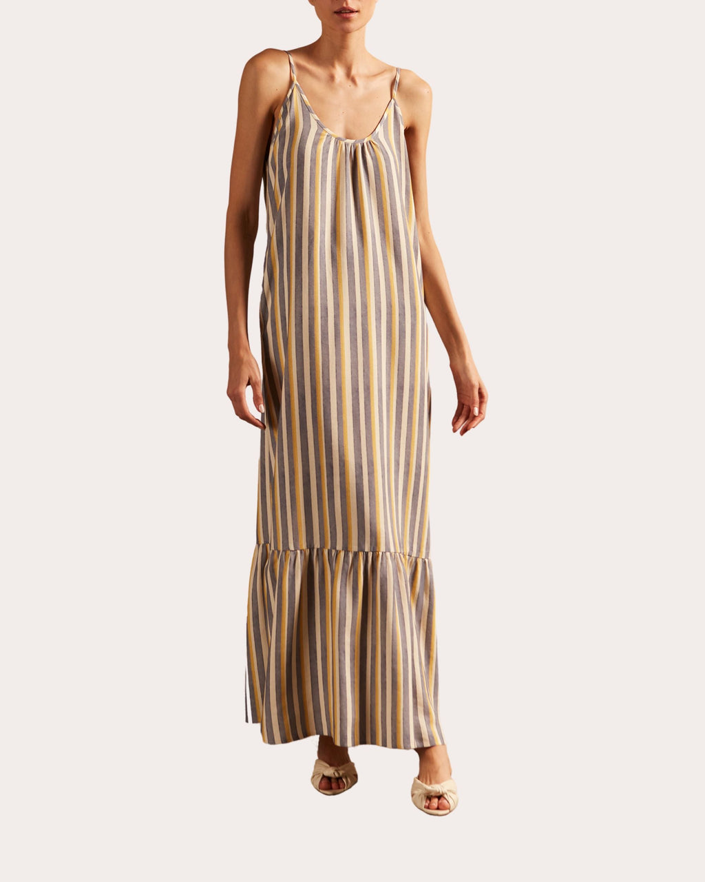 Golden Age Embellished Striped Maxi Dress