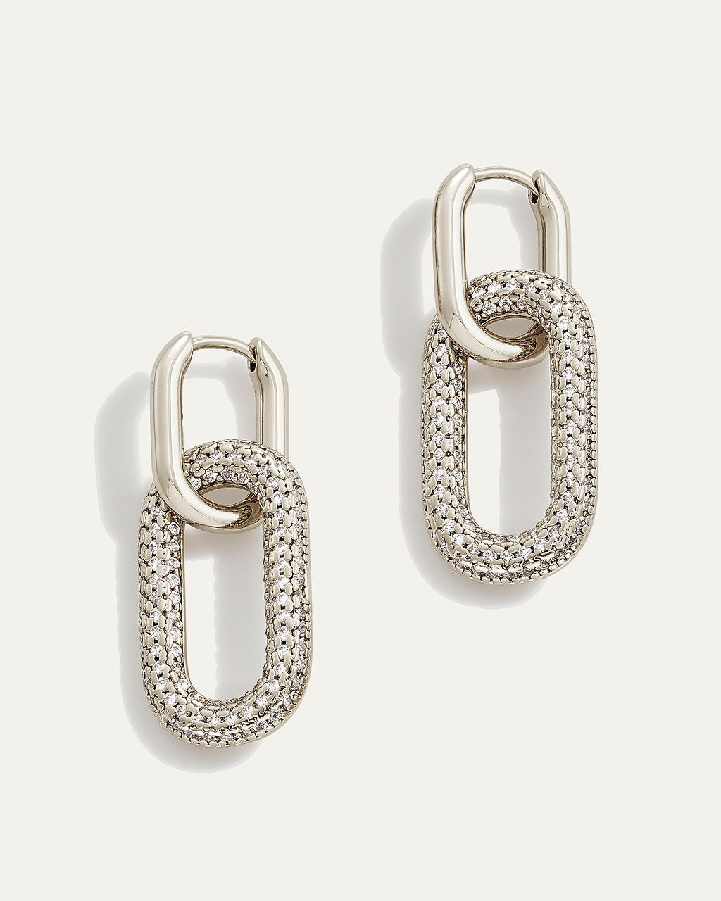 Reversible Pavé Link Earrings | Silver
