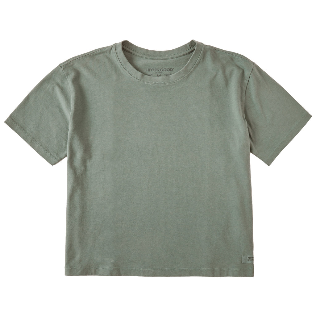 Women's Solid Short Sleeve Crusher Boxy Tee