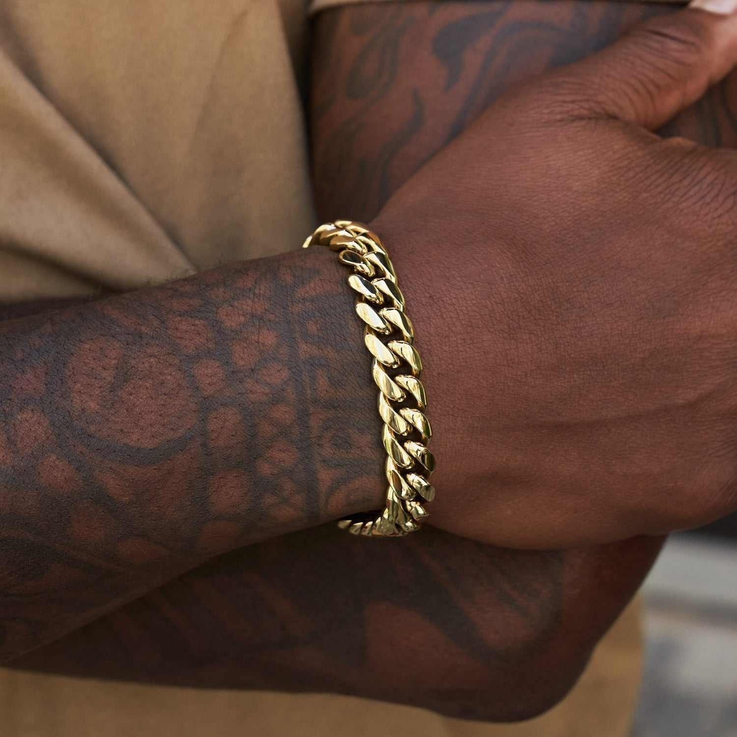 GLD Signature Cuban Link Bracelet in Yellow Gold - 12mm