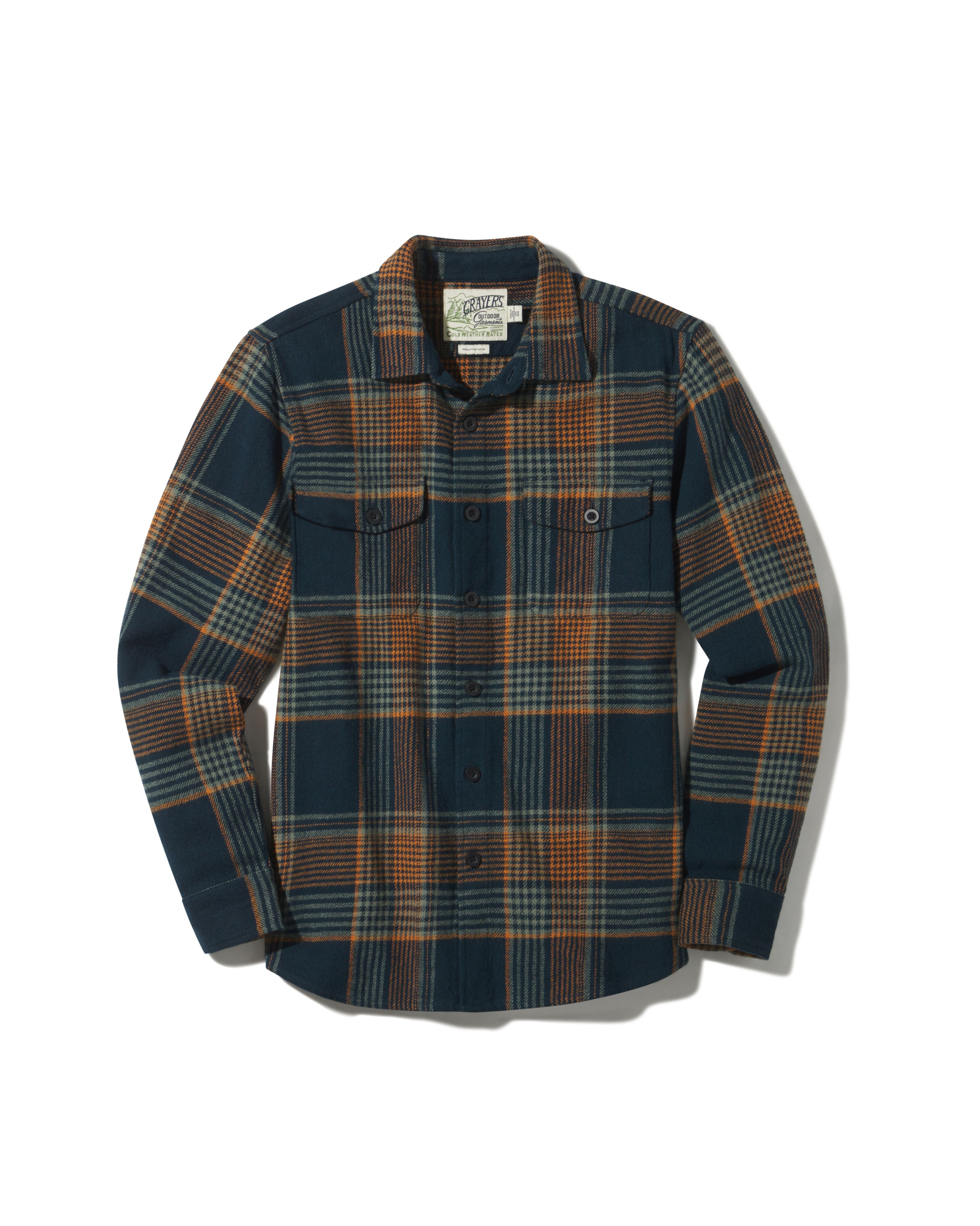 Portland Heavy Flannel - Navy Teal Orange*