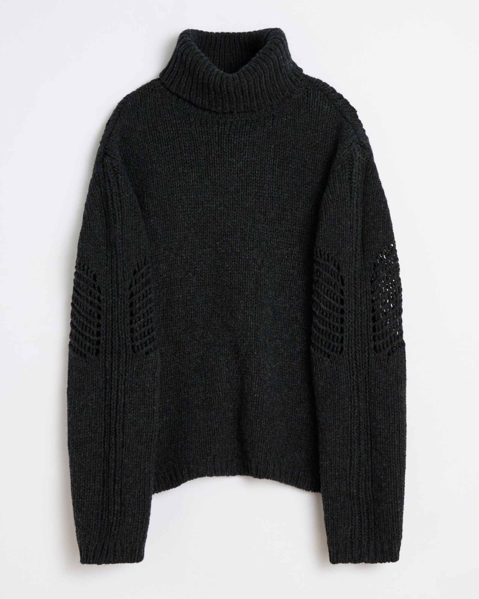 Cage Rollneck in Charcoal Low Twist Merino