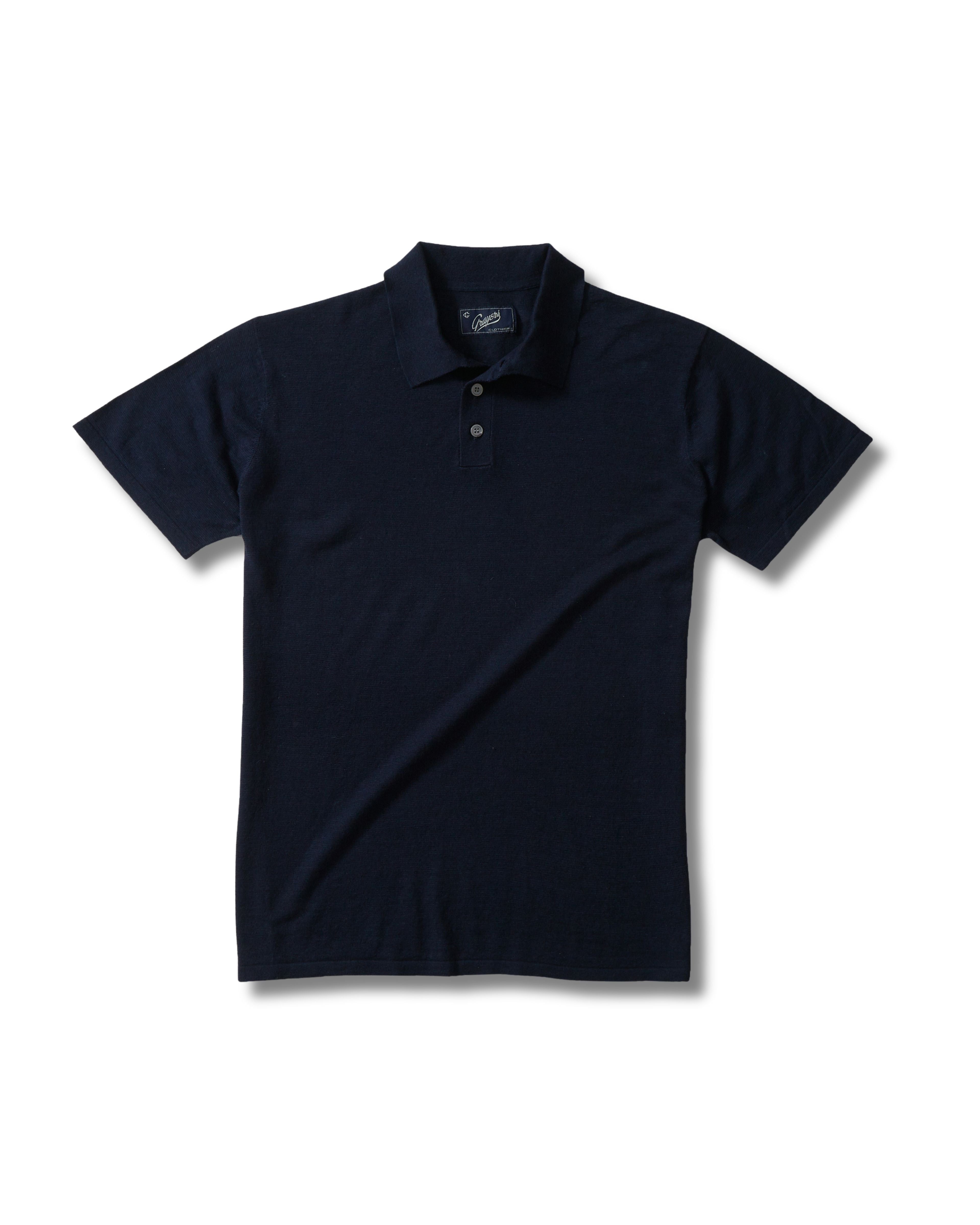 James Featherweight Sweater Polo - Navy Blue