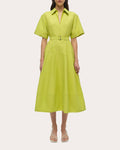 Deanna Faille Belted Collared Midi Dress