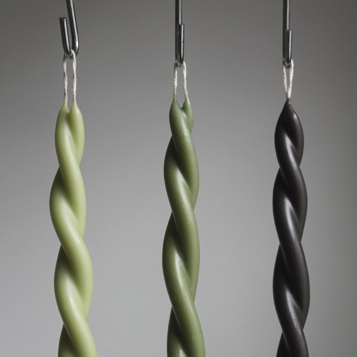 Hand-Twisted Beeswax Candles, Set of 4, Cool Tones