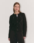 The Pointelle Cardigan in Cloud | Black