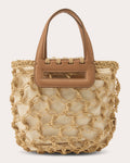 Belize Leather Trimmed Macramé Raffia Tote
