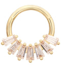 14kt Gold Septenary Baguette Clear CZ Hinged Segment Ring