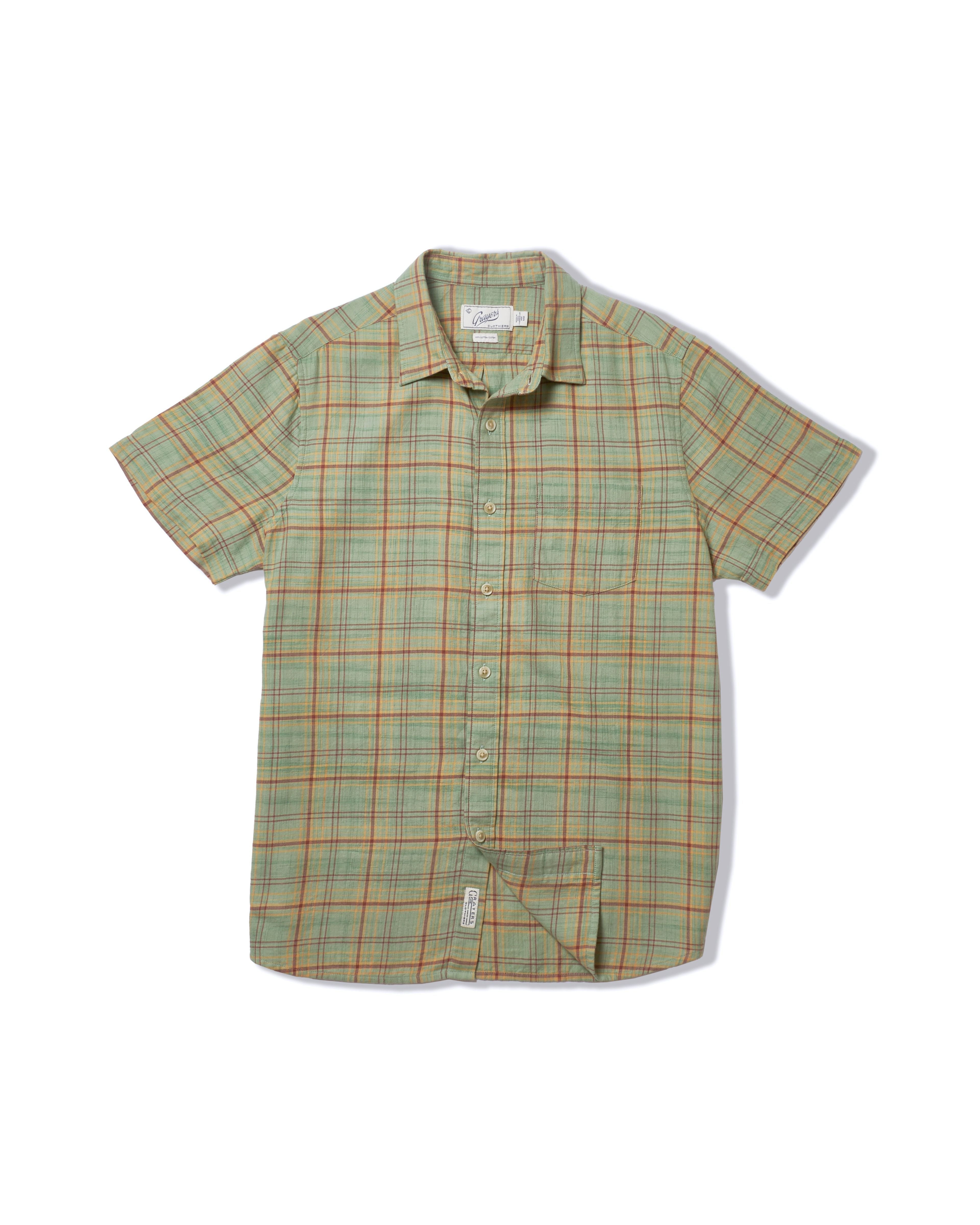 Light Weight Power Loom Short Sleeve Shirt - Basil Maroon Plaid
