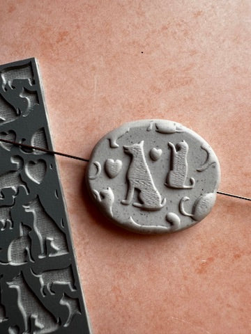 Furbabies cat dog polymer clay rubber stamp mat
