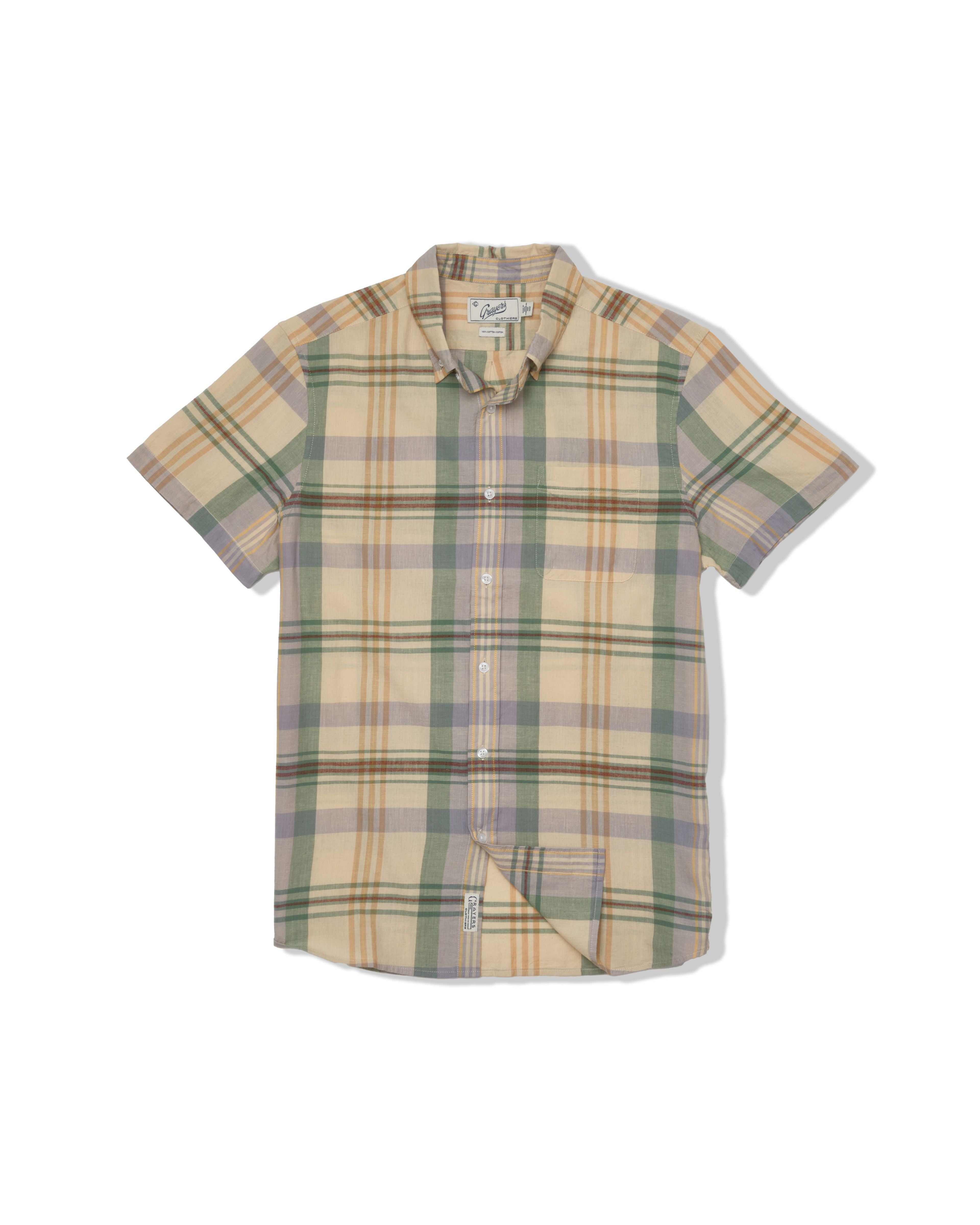 Classic Madras Plaid Short Sleeve Shirt - Lt Blue Cream Plaid