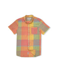 Classic Madras Plaid Short Sleeve Shirt - Orange Yellow Plaid