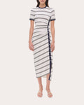 Shanna Stripe Knit Ruched Midi Dress