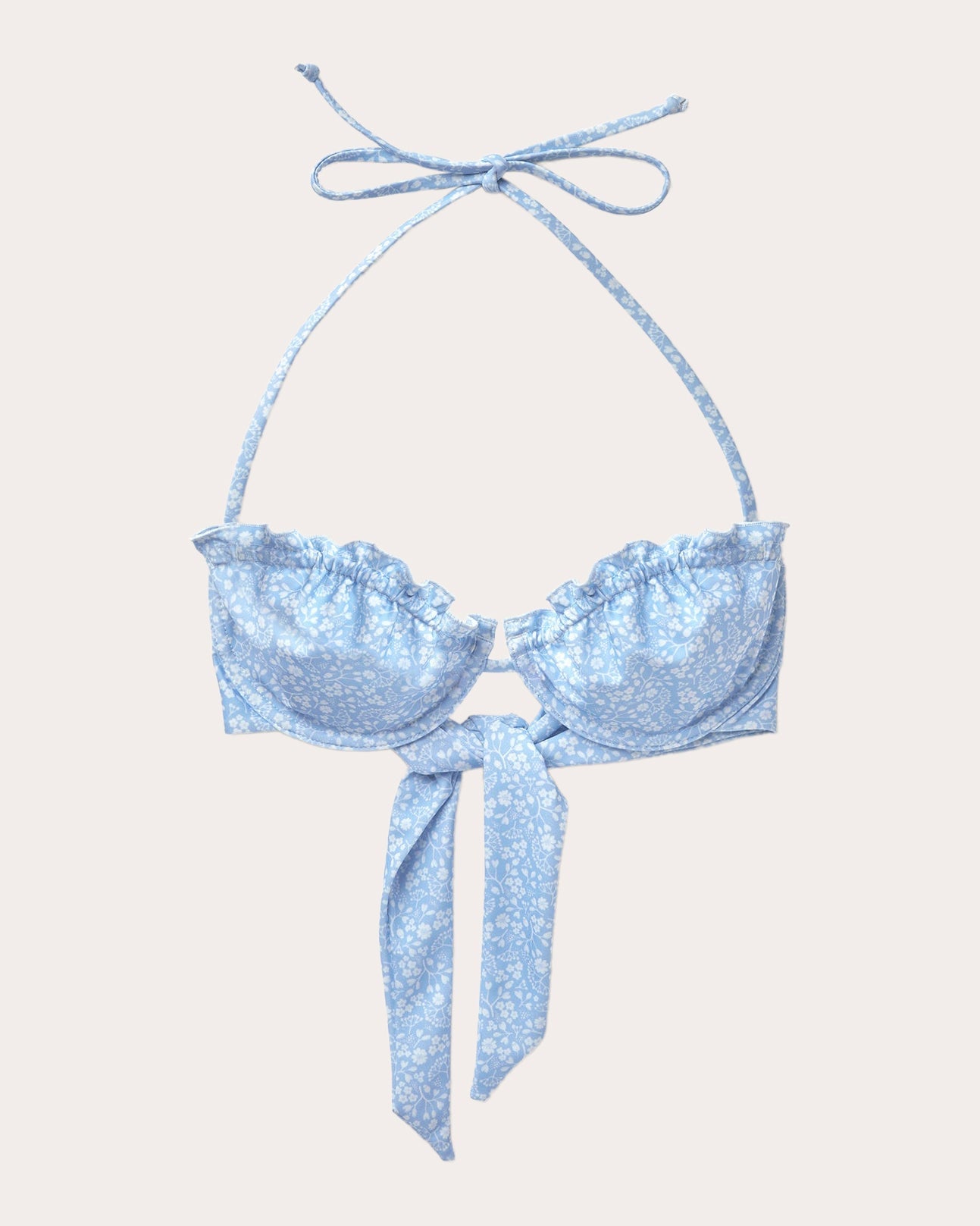 Lake Floral Ruffle Underwire Balconette Bikini Top