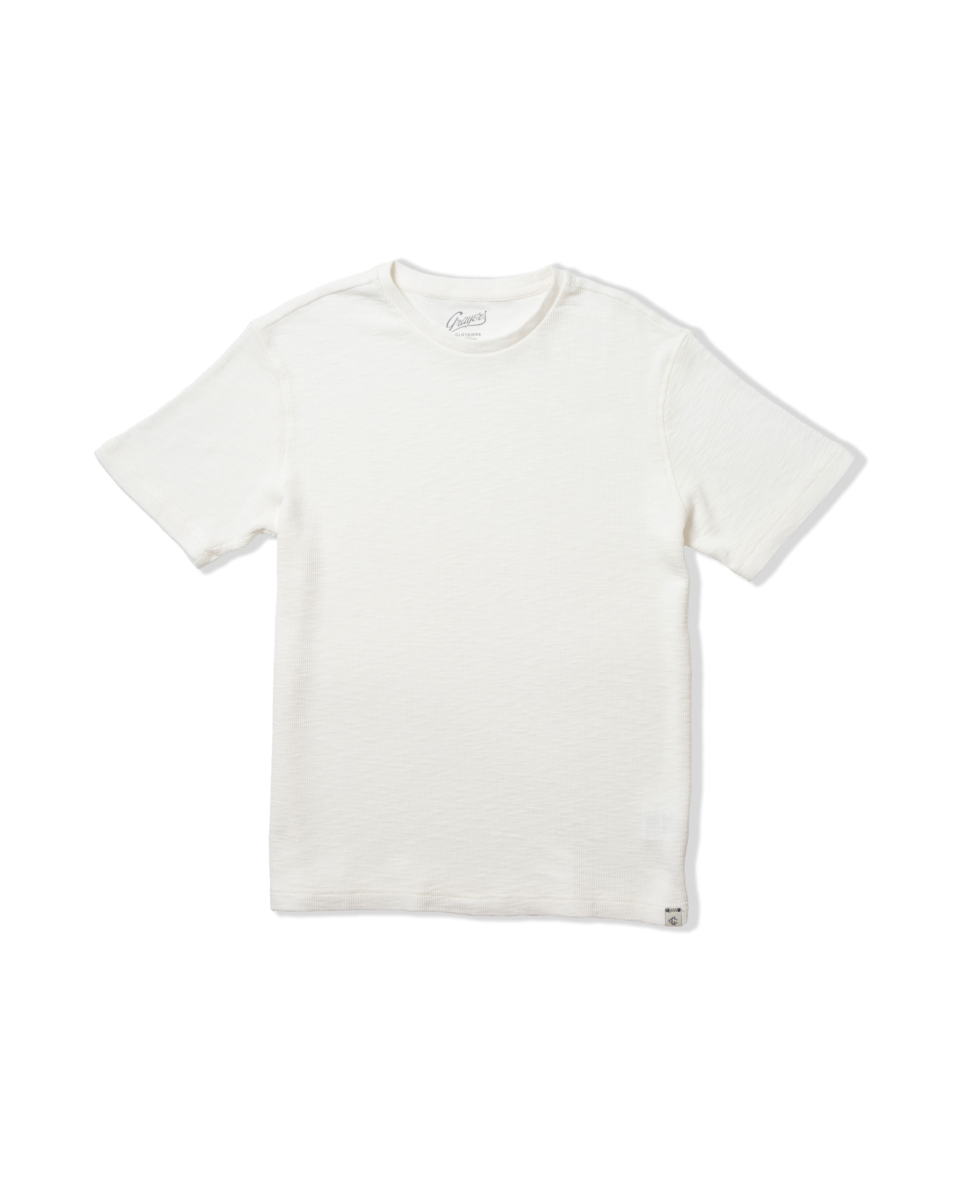 Clint Waffle Cotton Short Sleeve Crew - Antique White