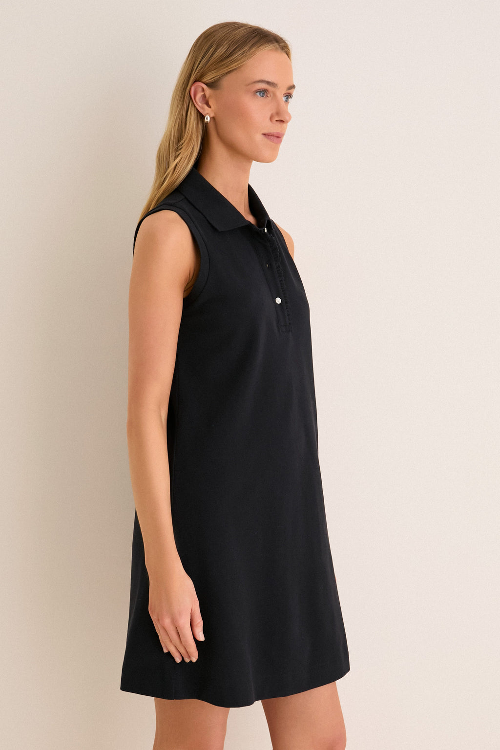Black Pique Margaret Polo Dress
