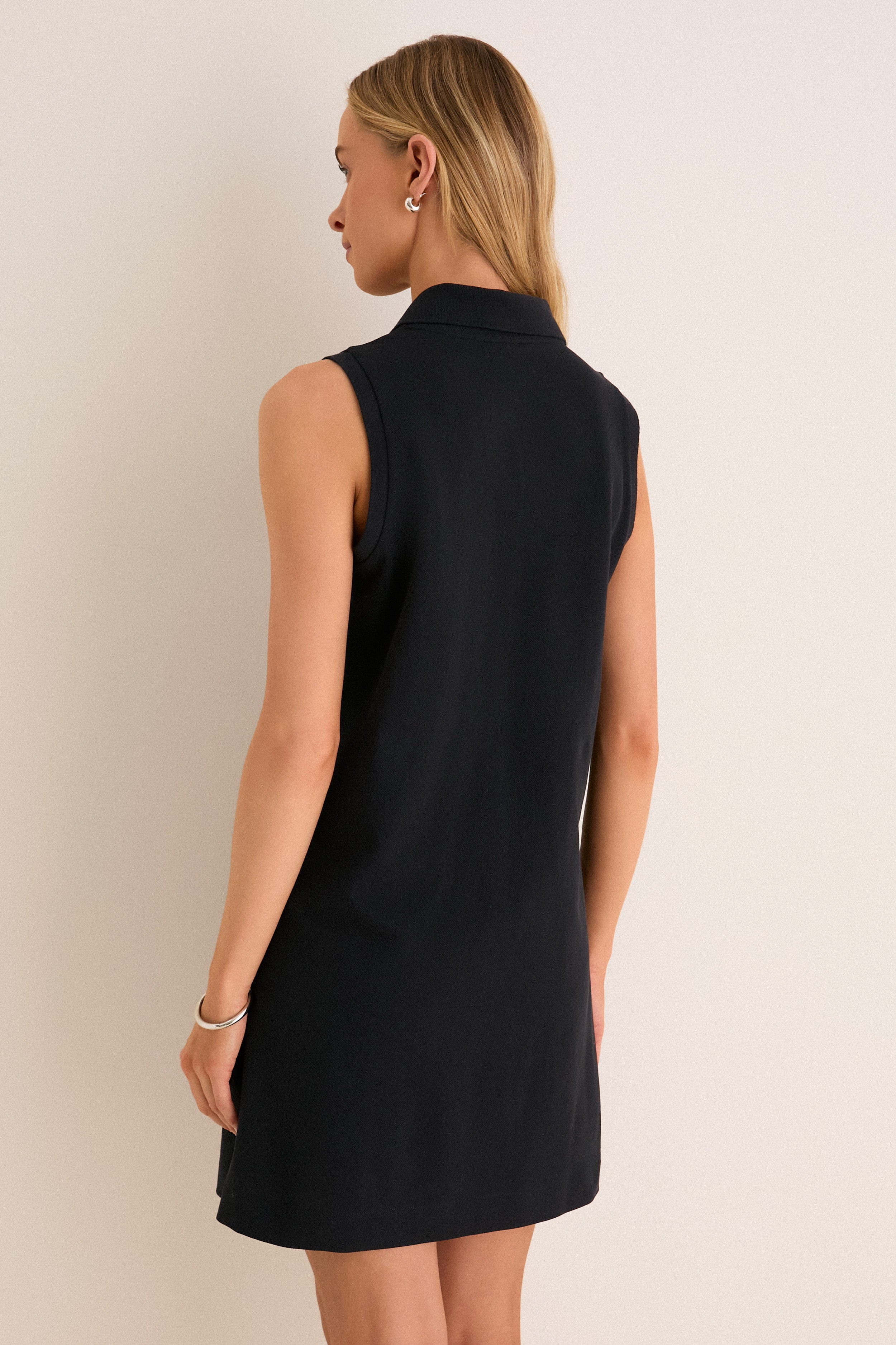 Black Pique Margaret Polo Dress