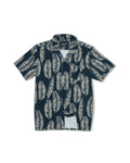 Riviera Terry Button Front Print Shirt - Navy Leaf