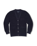 Ramie Cotton Cardigan Sweater - Navy