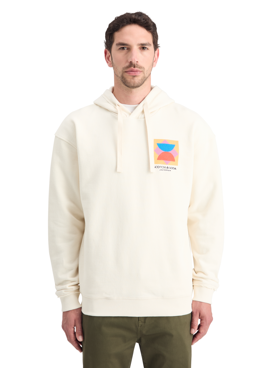 Patchwork Applique Artwork Relaxed Fit Hoodie