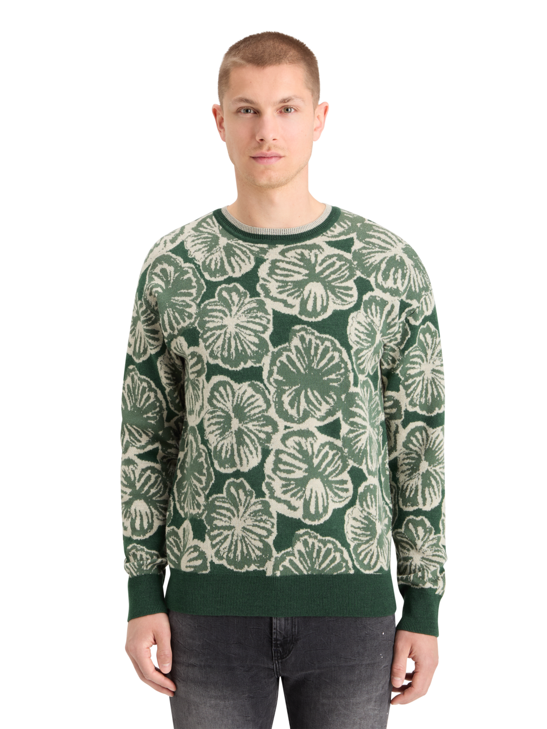 Drop Shoulder Jacquard Sweater