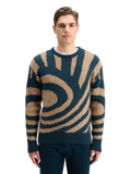 Drop Shoulder Fuzzy Big Waves Sweater