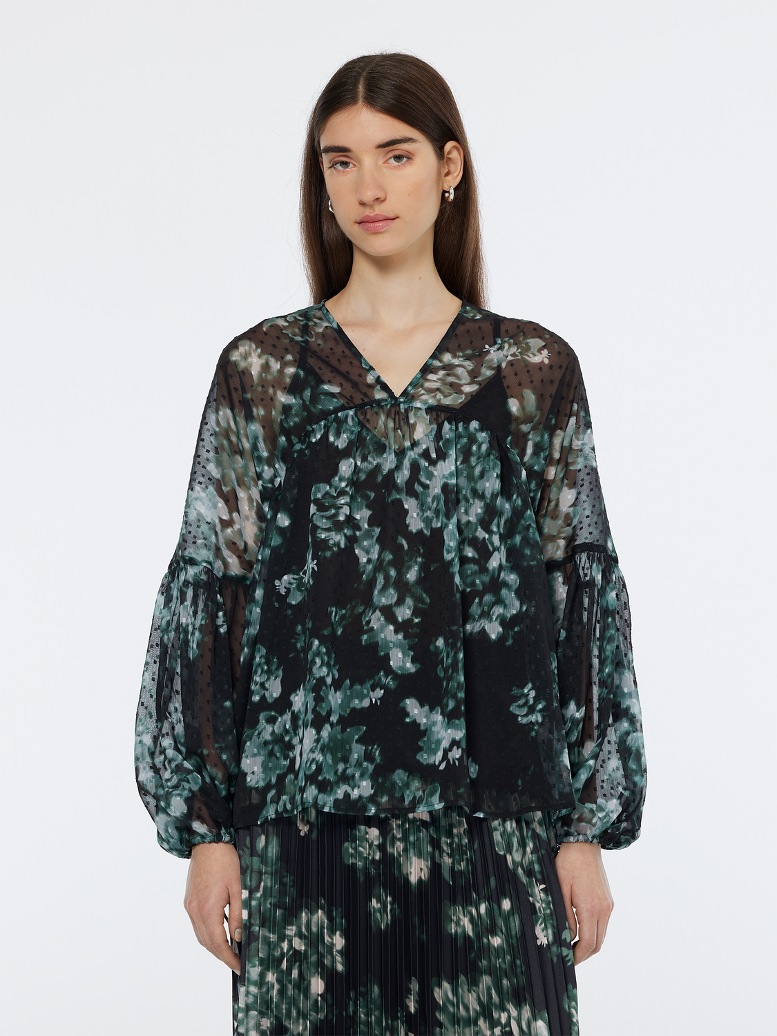 Floral Printed Fil Coupe Top
