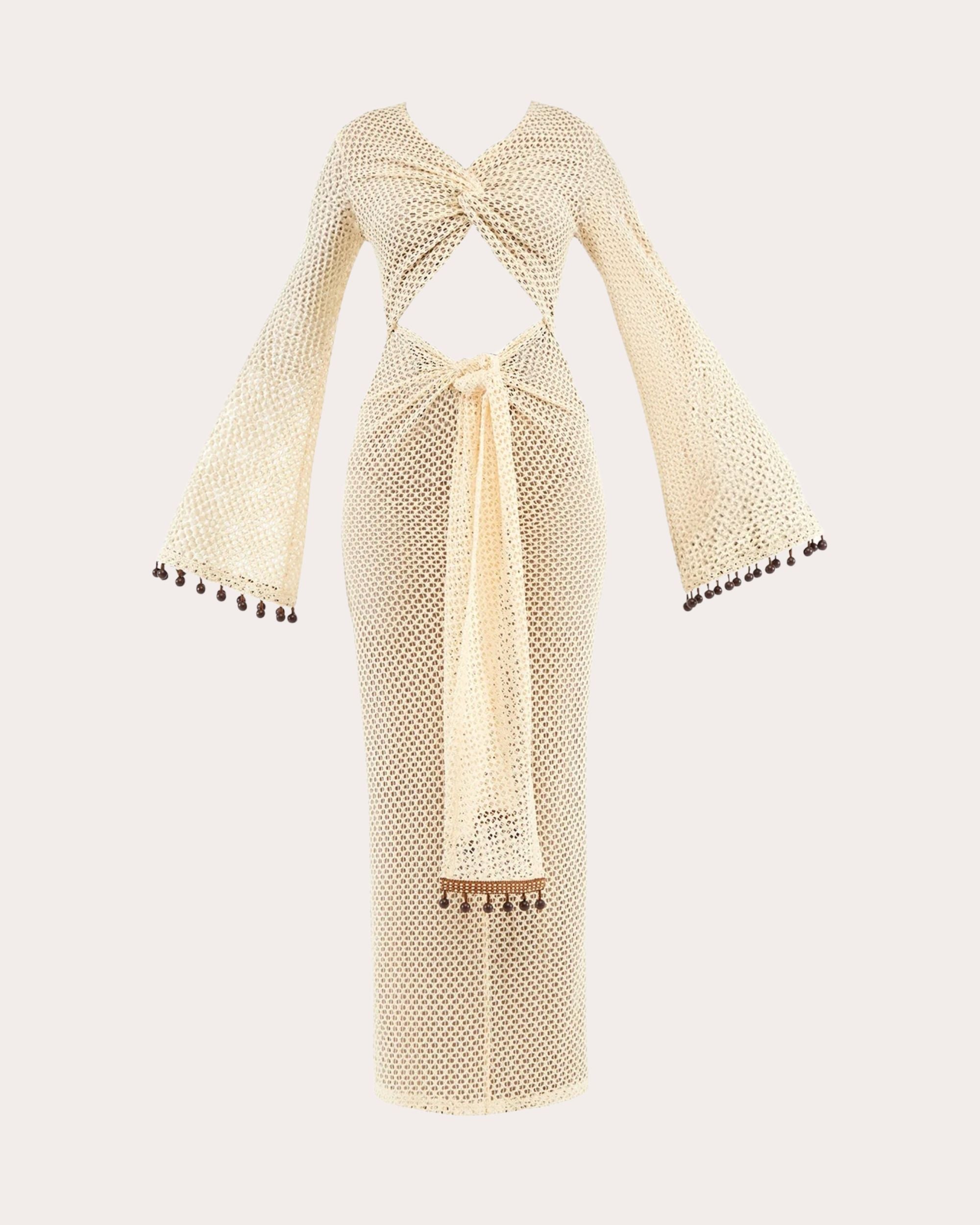 Teri Twist Front Cutout Crochet-Knit Maxi Dress