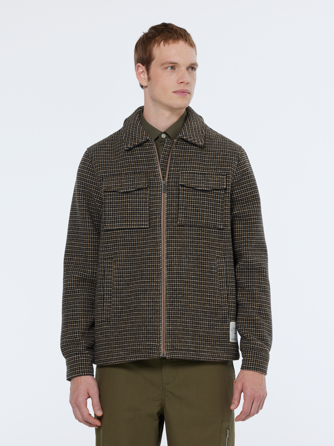 Wool-Blend Regular Fit Check Jacket