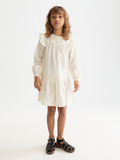 Girls' Fringe Embroidered Long-Sleeve Dress