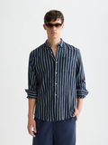 Striped Crinkle Structure Regular-Fit Shirt