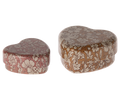 Metal heart box, 2 pcs set - Ocher/Heather blossom