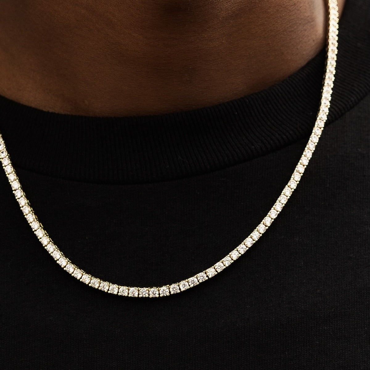GLD Diamond Tennis Necklace in Yellow Gold- 3mm