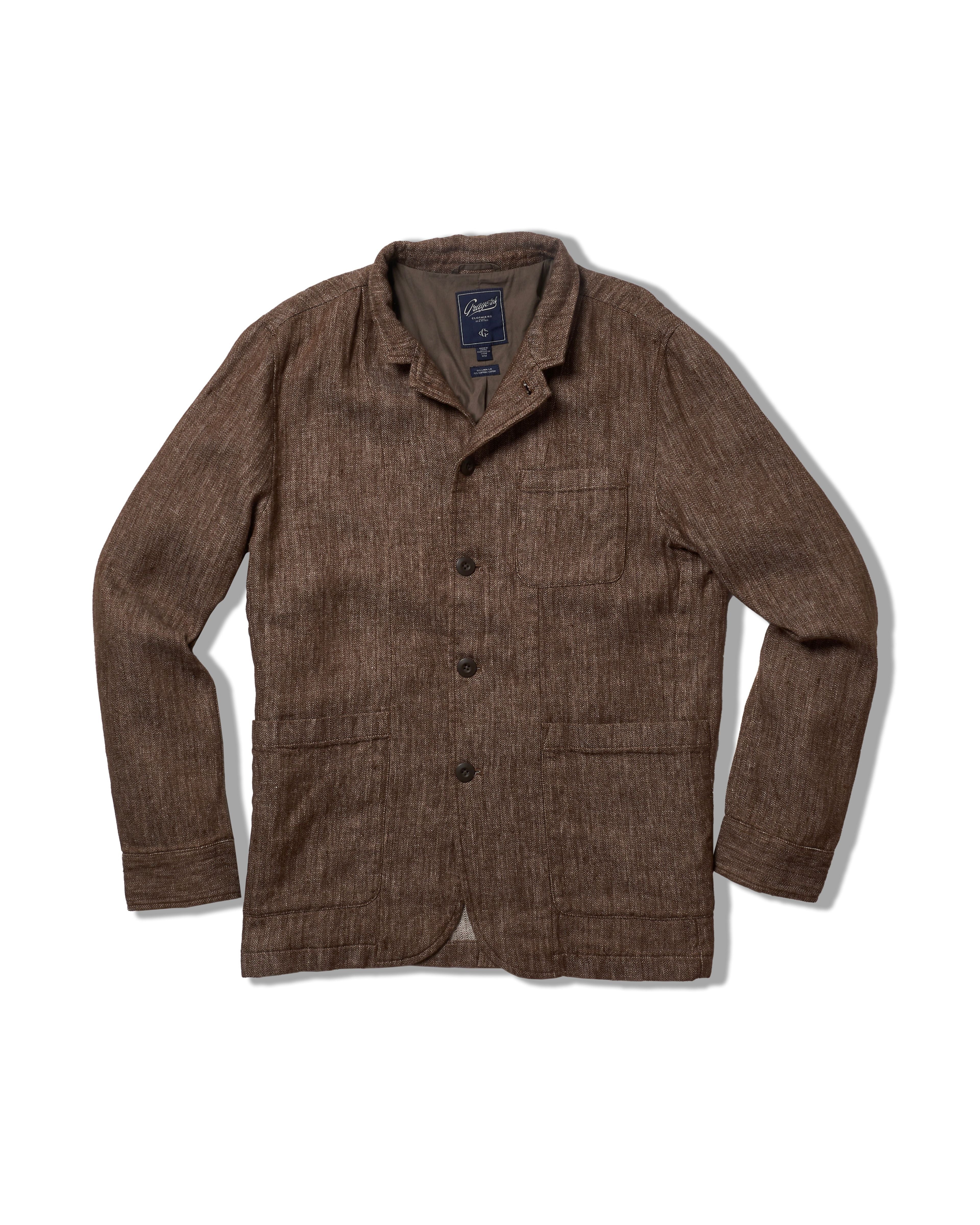 Albemarle Linen Industrial Jacket - Brown Herringbone