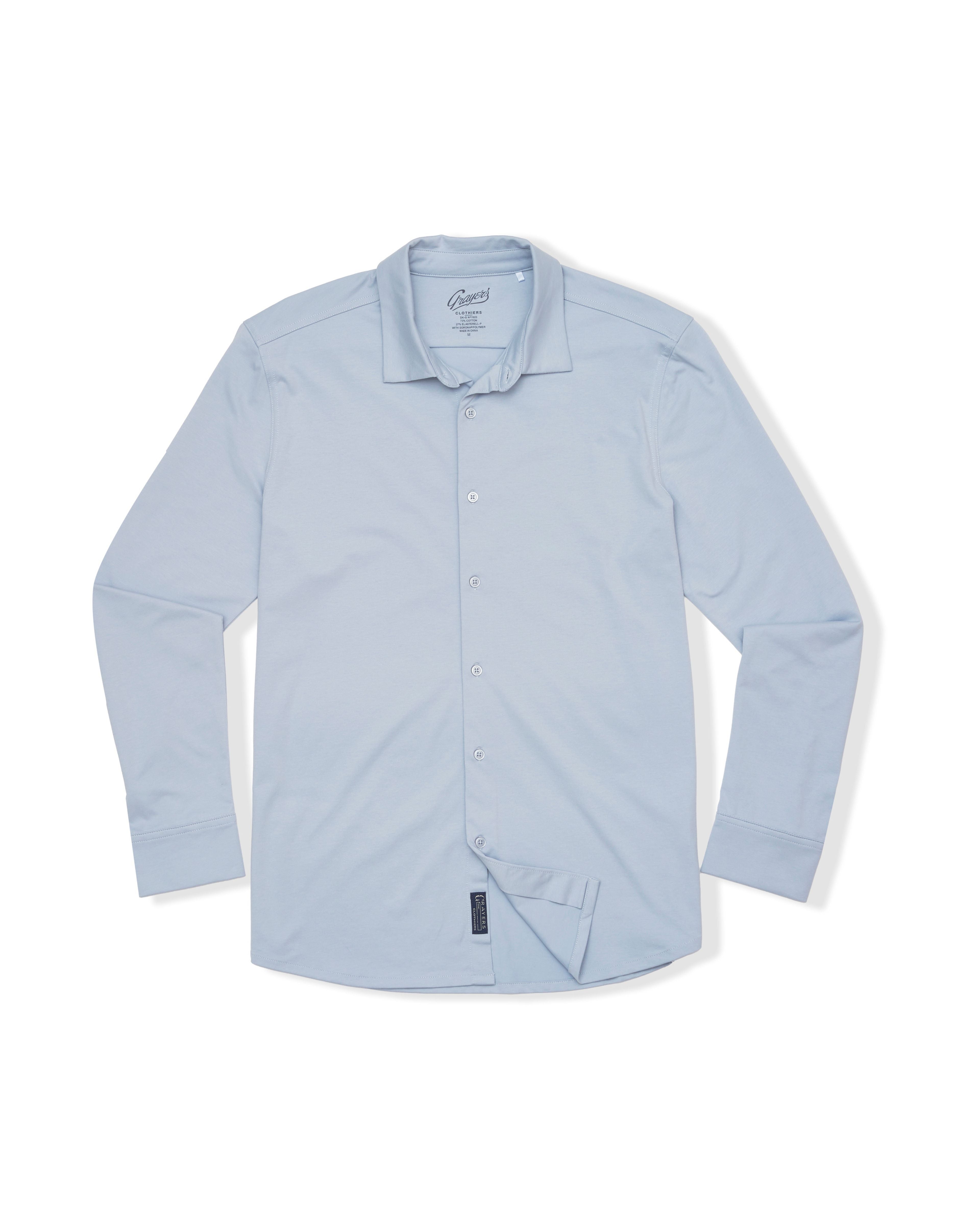 Hackett Cotton Sorona Knit Shirt - Oxford Blue