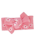 Organic Waffle Knot Bow, Pink Flower