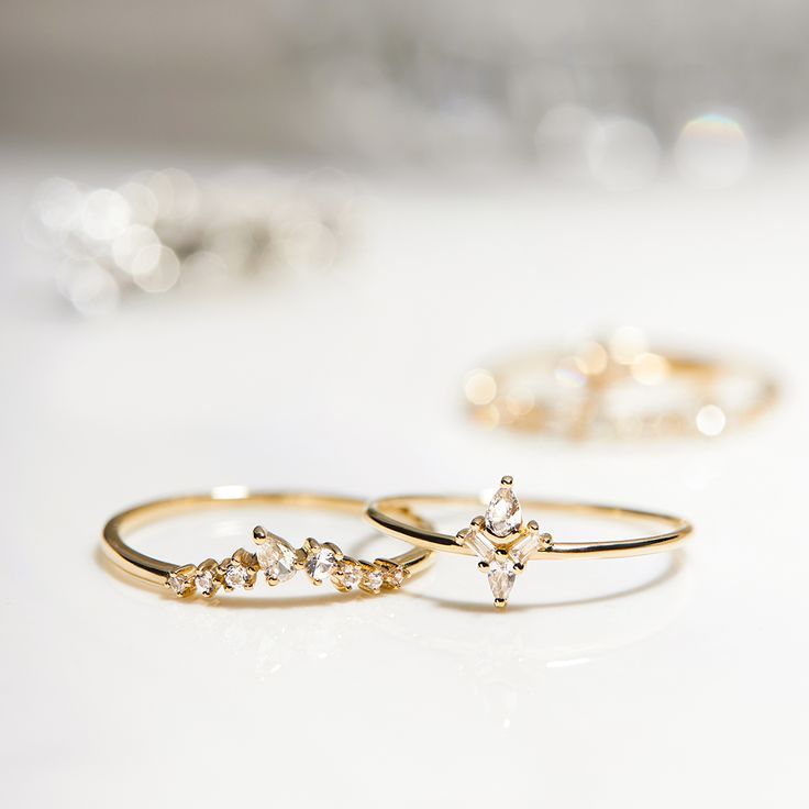 AURORA | Pear and Baguette White Sapphire Ring
