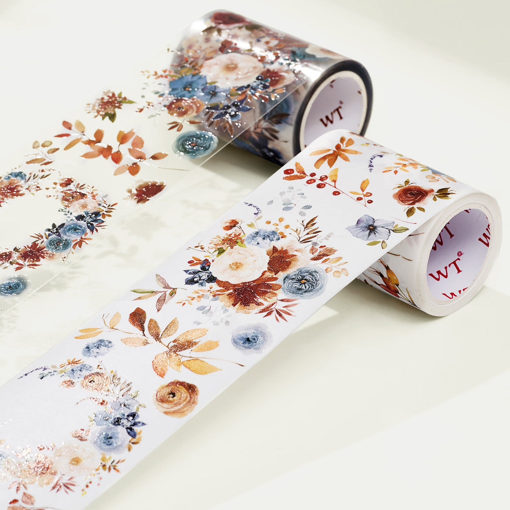 Dusty Blue & Cinnamon Wide Washi/PET Tape