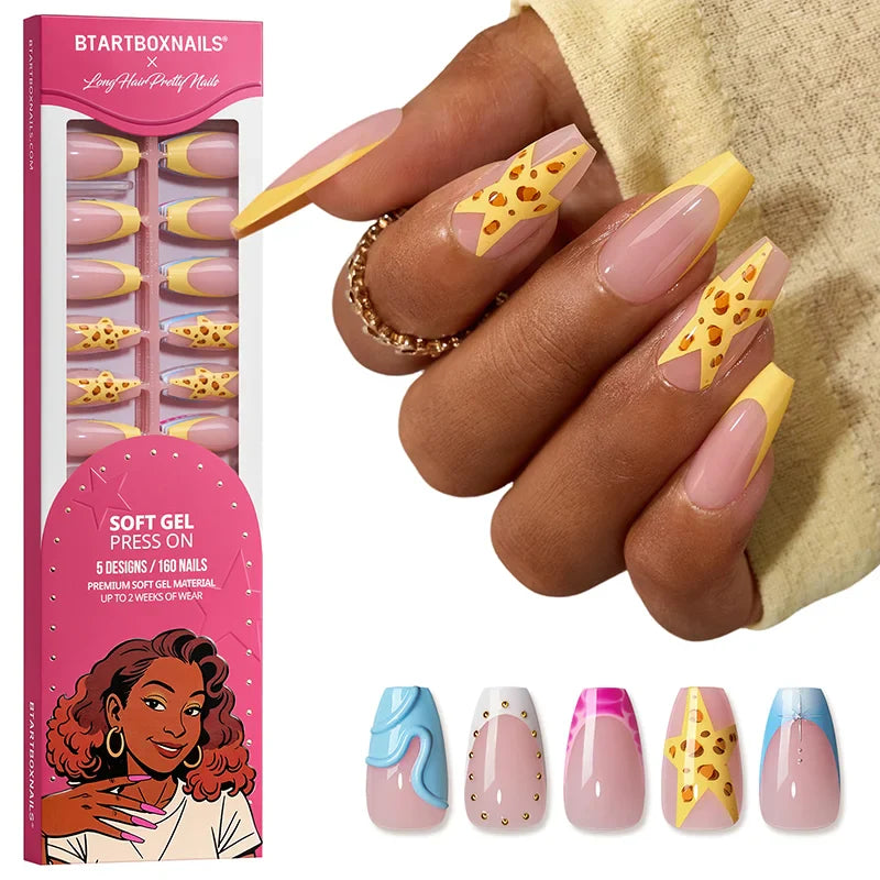 Star Bloom Medium Ballerina - Soft Gel Press On