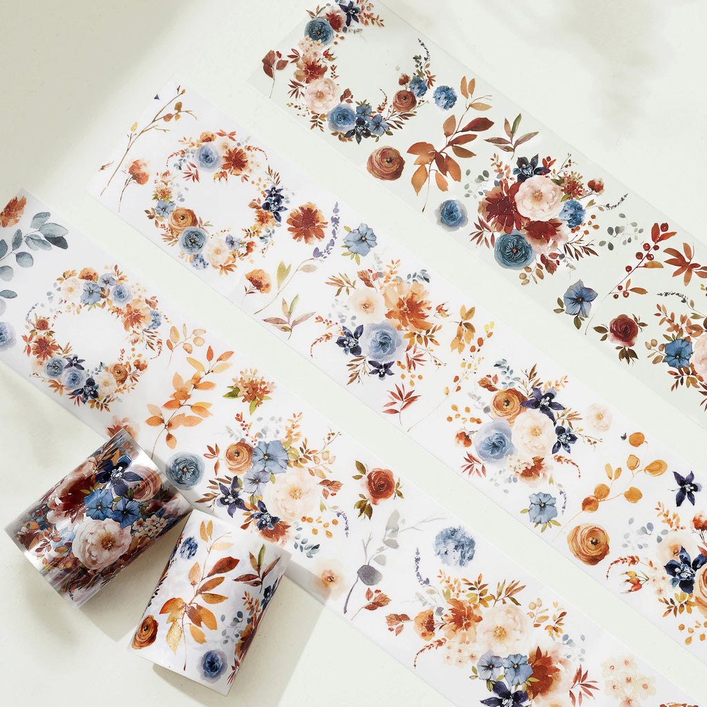 Dusty Blue & Cinnamon Wide Washi/PET Tape