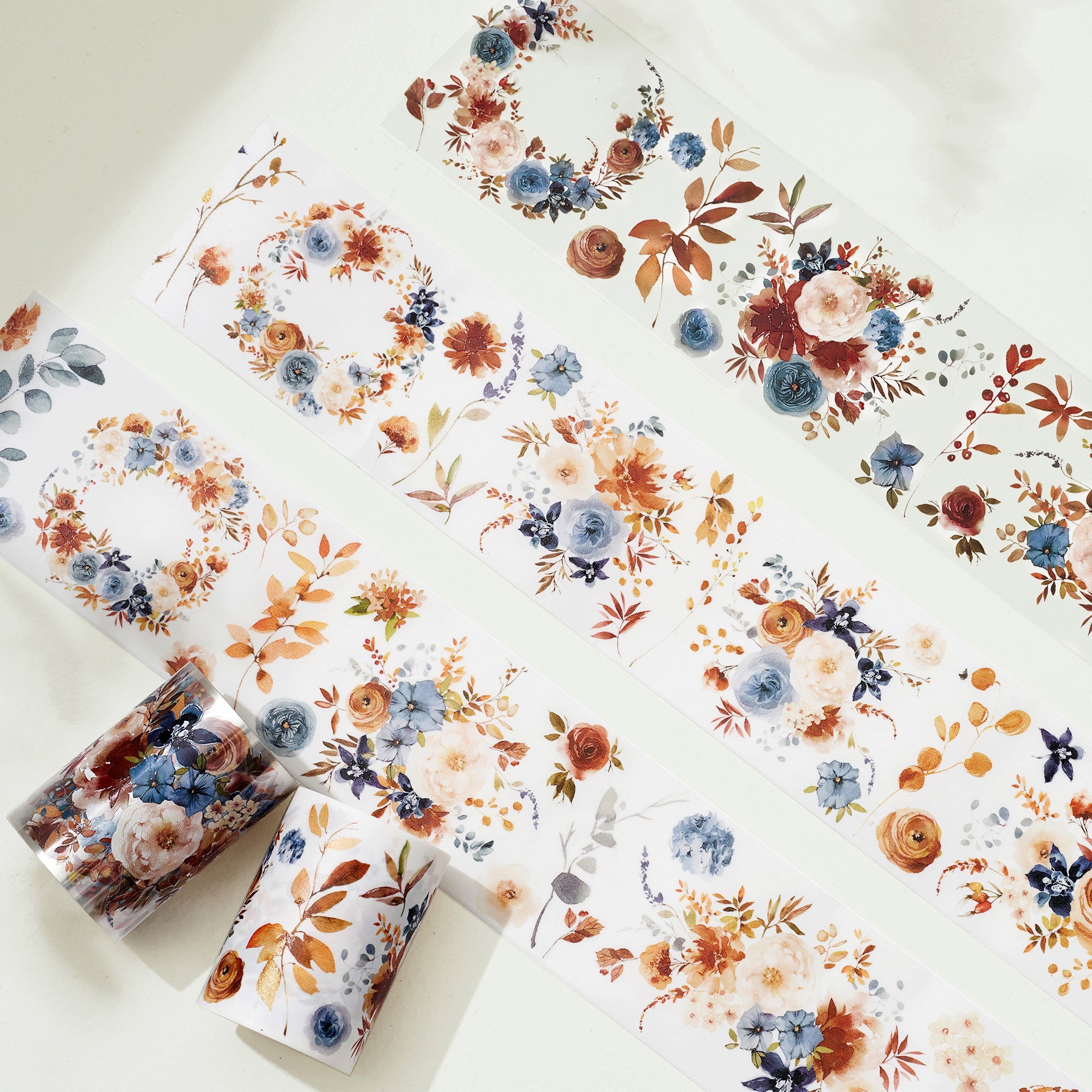 Dusty Blue & Cinnamon Wide Washi/PET Tape