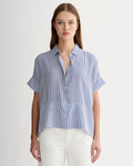 The Boxy Shirt in Washable Silk | Blue / White