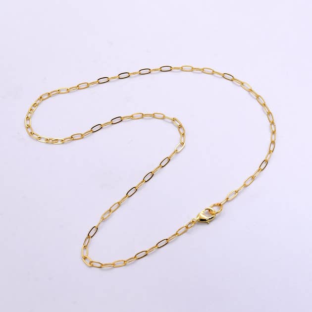 14K Gold Filled 3mm Paperclip Chain 17.5 inch Necklace | WA-2441
