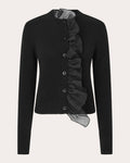 Oscar Ruffled Cashmere-Blend Cardigan