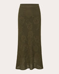 Orchid Floral-Jacquard Mesh Midi Skirt