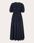 Omara Smocked Faille Midi Dress