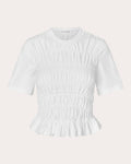 Oasis Smocked Stretch-Cotton Top