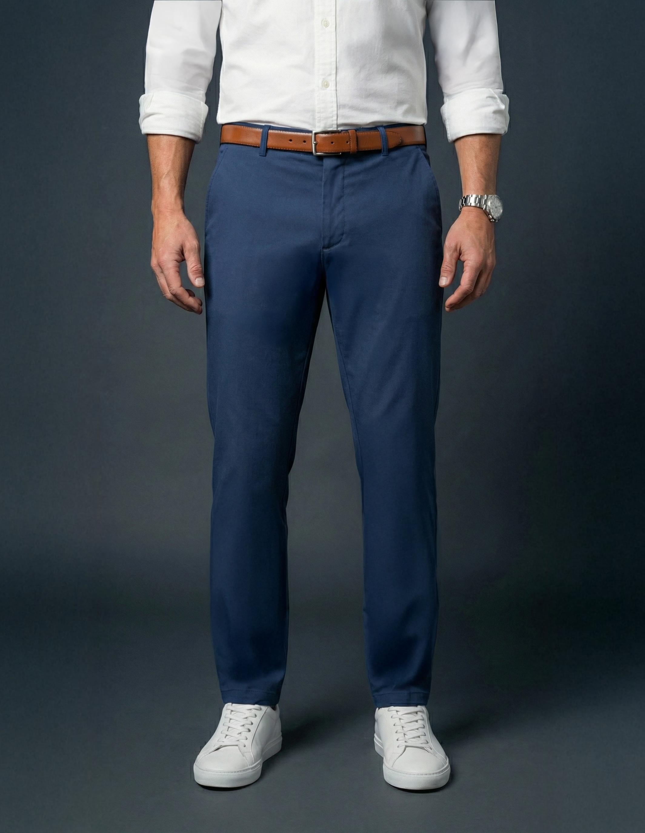 Cashmere Finish Stretch Twill Chino - Cobalt Blue